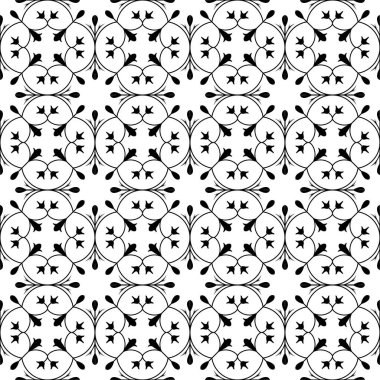 Kusursuz çiçekli süs deseni. Modern, şık, siyah beyaz desenli çiçek deseni. Tek renkli tasarım. Fayans, kumaş ve iz için mükemmel.