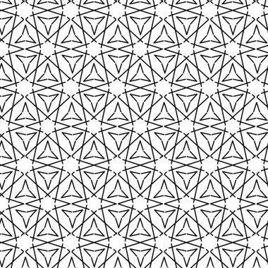 Kusursuz yıldız deseni. Siyah ve beyaz dokusunda yıldız şekilleri olan desen. yazdırma, ağ, arkaplan, döşeme, kumaş deseni.
