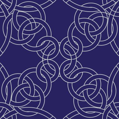 Üst üste binen daireler kusursuz desen çiziyor. Geomatriksi dairesel desen. yazdırma, ağ, arkaplan, döşeme, kumaş deseni.