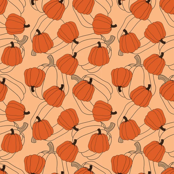Seamless Pattern Flat Pumpkin Pumpkin Shape Thanks Giving Icon Cover — Stock Vector