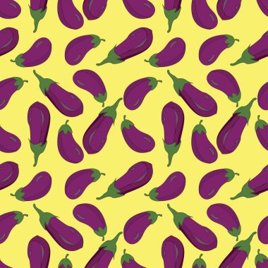 Olgun ve sağlıklı patlıcan pıtırtışı. El çizimi vejetaryen çizimi. Duvar kağıdı, modern tekstil tasarımı, baskı, restoran menüsü tasarımı, ambalaj, afiş vb..