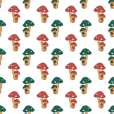 Kırmızı ve yeşil çizgi film gibi kusursuz desenler. yaratıcı el çizimi illüstrasyon. Duvar kağıdı, modern tekstil tasarımı, baskı, restoran menüsü tasarımı, ambalaj, afiş vb..