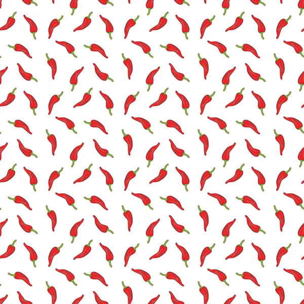 Nahtloses Muster Mit Roten Chilischoten Oder Pfeffer Auf Weißem Hintergrund — Stockvektor