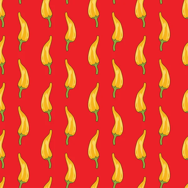 Seamless Pattern Yellow Chillies Pepper Red Background Pattern Wrapper Wallpaper — Stock Vector