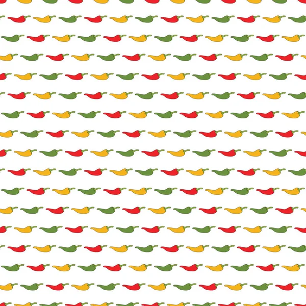 Piments Multicolores Poivre Motif Sans Couture Sur Fond Blanc Motif — Image vectorielle