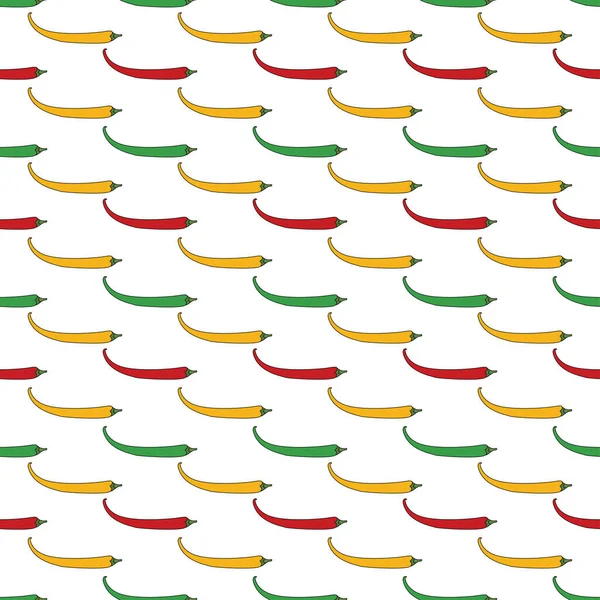 Multicolor Chilis Oder Pfeffer Nahtlose Muster Auf Weißem Hintergrund Muster — Stockvektor