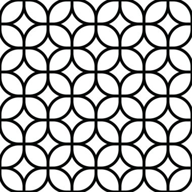 Yuvarlak kareli kusursuz soyut doğrusal desen. yazdırma, döşeme, moda, ağ, ambalaj için siyah ve beyaz desen