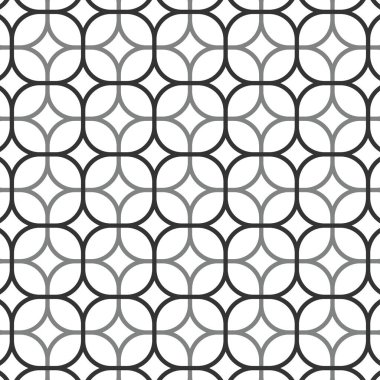 Yuvarlak kareli kusursuz soyut desen. Siyah ve gri desen. Yazdırma, döşeme, moda, ağ, ambalaj için desen