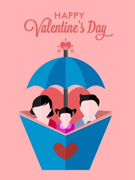Happy valentines day. Greeting, poster and card design of valentines day with family. — Stock vektor