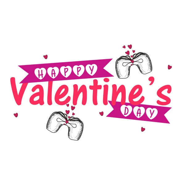 Happy Valentine 's Day Card.Happy Valentines Day Typographic Lettering isolated on white Background With Pink Heart . — стоковый вектор