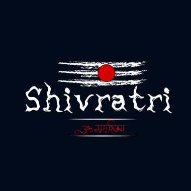 Happy Maha Shivratri . Symbol of lord Shiva with om namha shivay hindi text typography.