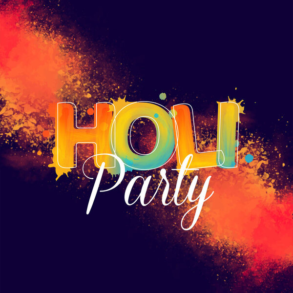 Indian festival of colors holi party design with colorful powder and multicolor with colorful typography holi text.