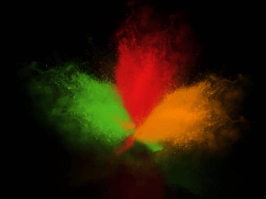 Holi festivali için yaratıcı üç renkli Karanlık Arkaplan. Mutlu Noeller..