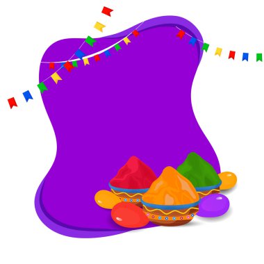Kovalarca renkli Holi festivali için minimal tasarım. Holi: Renkler ve mutluluk festivali.