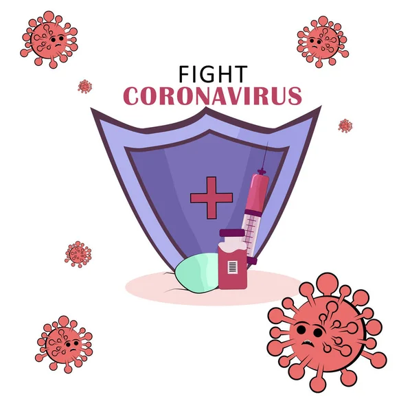 Walka Koronawirusem 2019 Ncov Walcz Koncepcją Alarmu Koronawirusowego Wirus Atakuje — Wektor stockowy