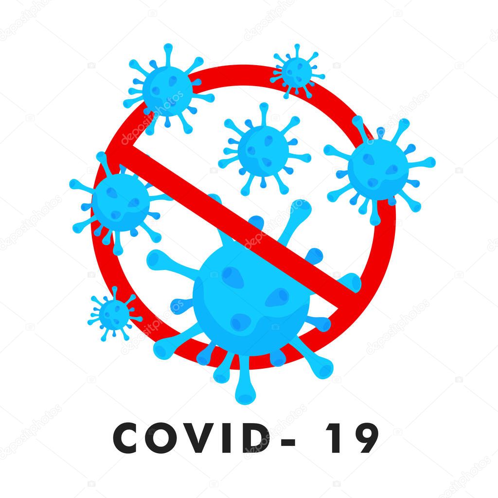 Symbol of stop coronavirus with coronavirus coolor icons, COVID-19. Coronavirus outbreaks in china and italy and many other countries. Stop coronavirus.