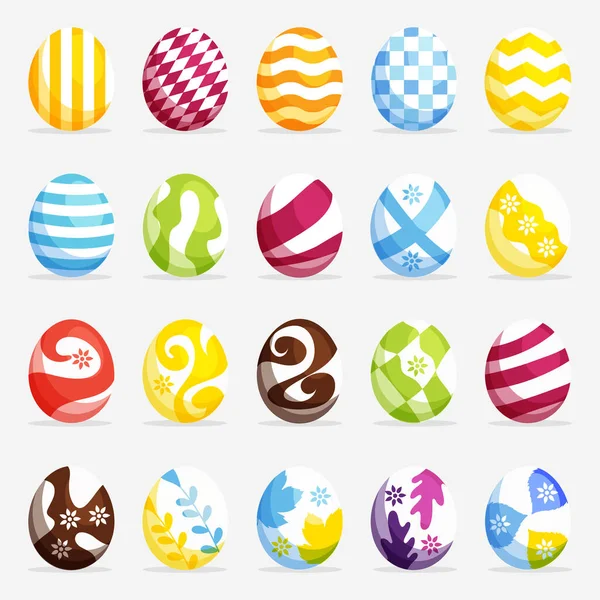 Elegante Ilustración Feliz Pascua Coloridos Huevos Decorados Conjunto — Vector de stock