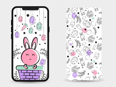 Mutlu Paskalya telefon ekranı duvar kağıdı ve arka kapak tasarımı. Cep telefonu için kullan.