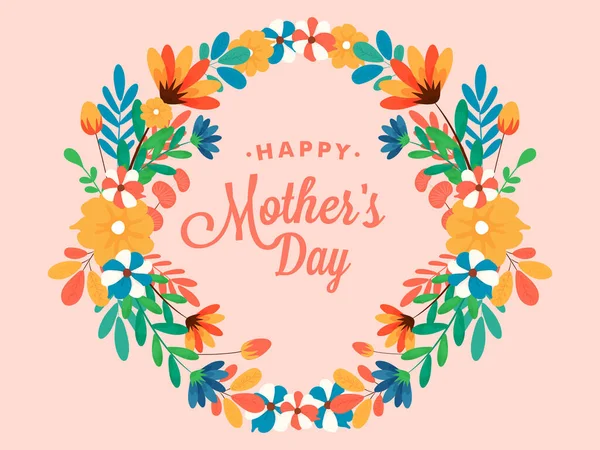 Χαρούμενη Γιορτή Της Μητέρας Εικονογράφηση Των Όμορφων Μπουκέτο Λουλούδια Floral — Διανυσματικό Αρχείο