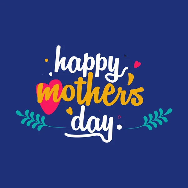 Diseño Tipográfico Del Día Madre Feliz Con Hojas Corazón Usa — Archivo Imágenes Vectoriales