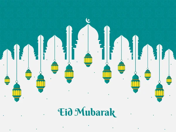 Eid Moubarak Carte Vœux Design Avec Beau Motif Sur Fond — Image vectorielle