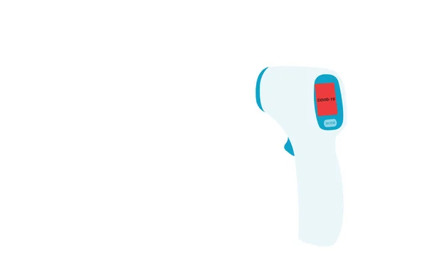 Ekranda COVID-19 olan dijital temassız termometre beyaz arka planda izole edildi. Coronavirus hastalığı tespit edildi.