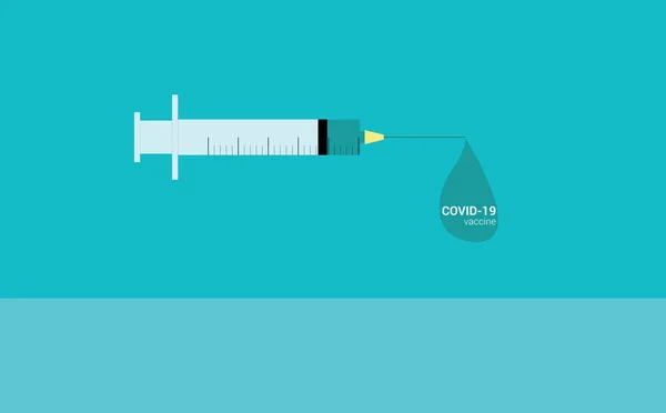 Koncepce Injekce Vakcíny Covid Kapka Koronavirové Vakcíny Zavěšené Injekční Jehle — Stockový vektor