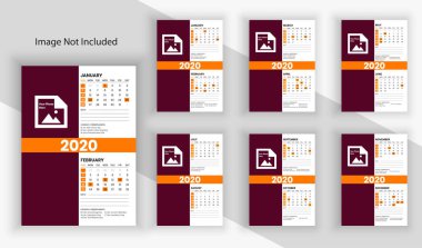 Illustrator tarafından oluşturulan yaratıcı Temiz A5 Boyut Takvimi 2020 Şablon Tasarımı, herhangi biri bu şablonu kolaylıkla düzenleyebilir 