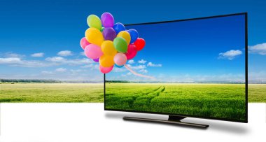 Doğal zemin balon TV yeşil çimen 