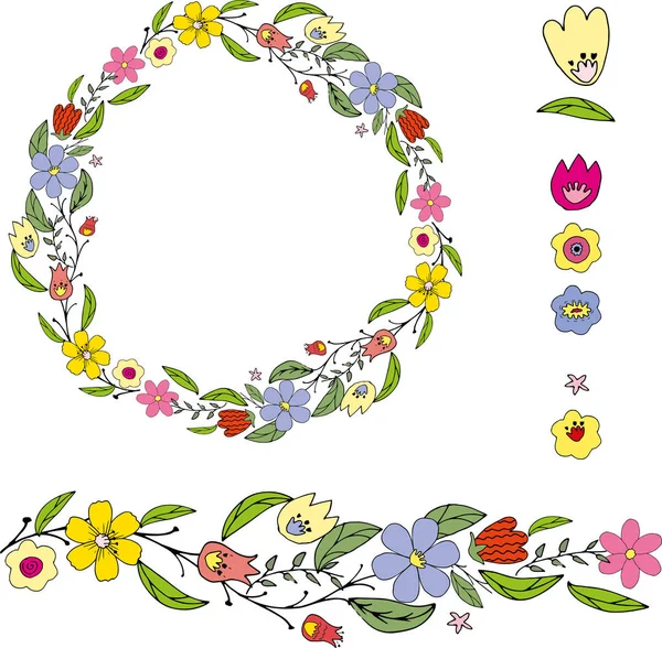 Ronda Floral Ilustración Vectorial — Vector de stock