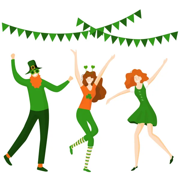 Saint Patrick Day Rolig Dansare Festlig Pyssling — Stock vektor