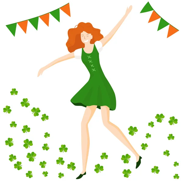 Saint Patrick Day Rolig Dansare Festlig Pyssling — Stock vektor