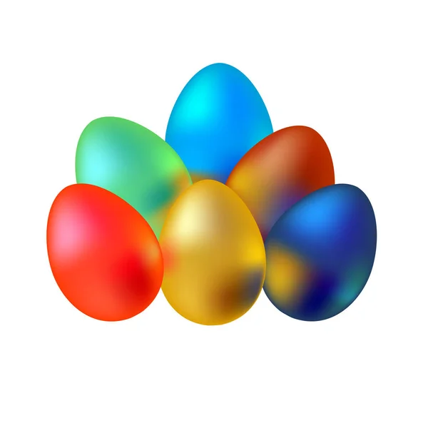 Nastavit Pestrobarevné Velikonoční Vejce Izolované Bílém Pozadí — Stockový vektor