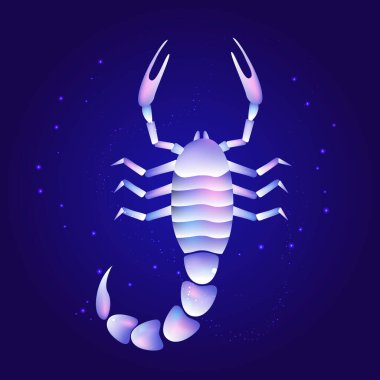Cam kristal kanser burcu Akrep burcu. Gece galaksisi yıldızlarının arka planı. Origami tarzında gradyan ile yaratıcı geometrik illüstrasyon.