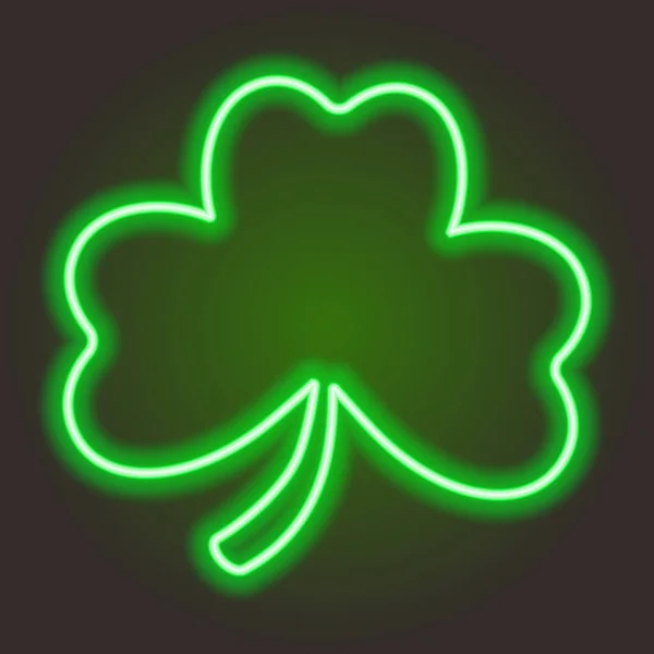 Neon-Shamrock zum St. Patricks Day. Lichtbanner. — Stockvektor