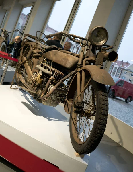 Staré Starožitné Khaki Barva Motocykl — Stock fotografie