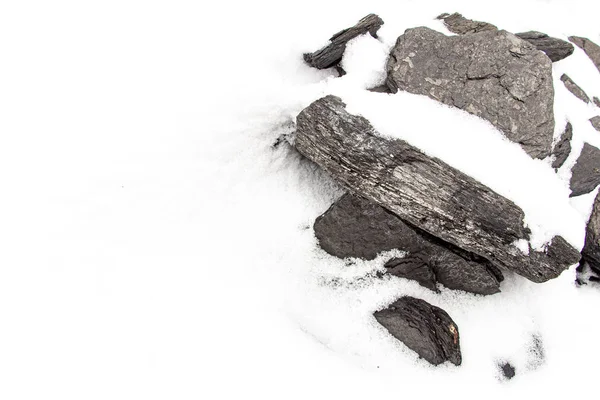 Pile Coal Lying Snow — Stock Photo, Image