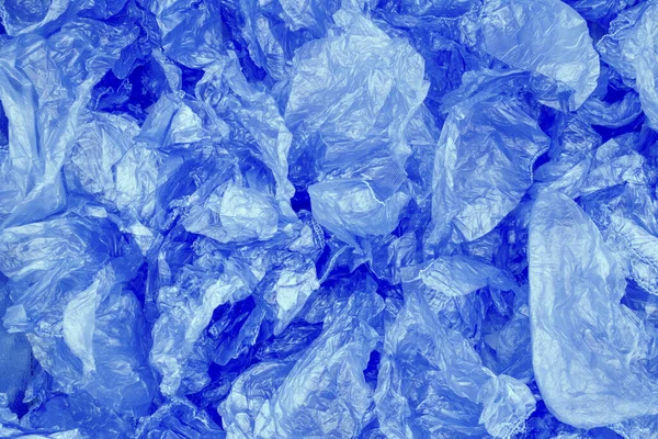 Background New Used Disposable Medical Blue Shoe Covers Plastic Recycling — Stock Photo, Image