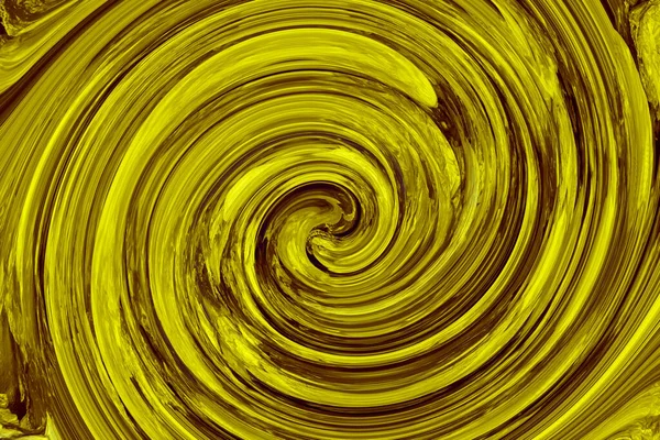 Spiral abstract made of yellow and gold acrylic paint. Background, texture, concept of modern painting.