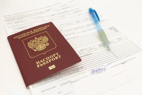 Passaporte Russo Contém Documentos Para Preenchimento Dados Assinaturas Fundo Branco Imagens De Bancos De Imagens