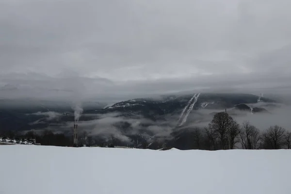 Krasnaya Polyana 'daki dağlarda sis