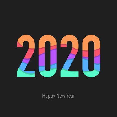Mutlu yıllar 2020 Basit logo tasarımı vektör çizimi