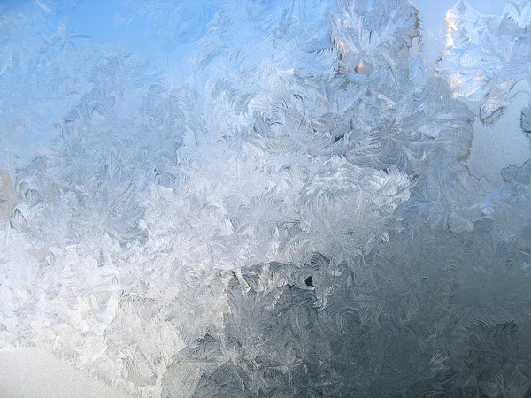 Ледяной узор за зимним стеклом Стоковая Картинка