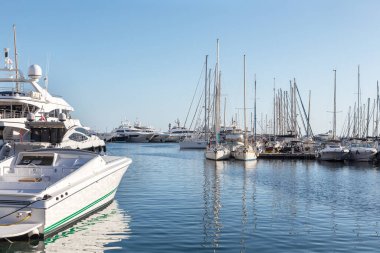 Yatı olan güzel bir liman manzarası. Cannes, Fransa.