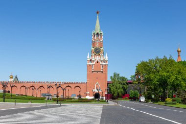 Moskova Kremlin 'in Spasskaya Kulesi. Kremlin, Moskova, Rusya.
