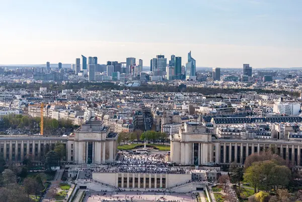 Luftaufnahme Von Trocadero Verteidigungsviertel Vom Eiffelturm Paris Frankreich — Stockfoto