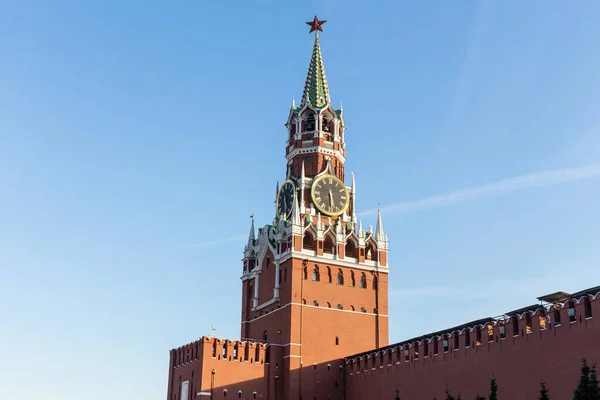 Спасская Башня Московского Кремля Красной Площади Символ Москвы Известная Архитектурная Стоковая Картинка