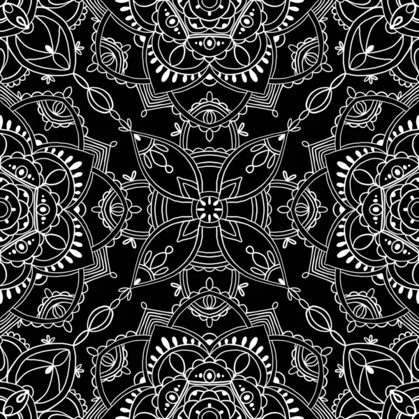 Boho Seamless Pattern Hand Drawn Mandala Hypnotic Ethnic Pattern Textiles — Stock Photo, Image