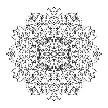 Siyah mandalas vektörü. Renklendirme, grafik tasarımı, dekor için mandal tasarımı