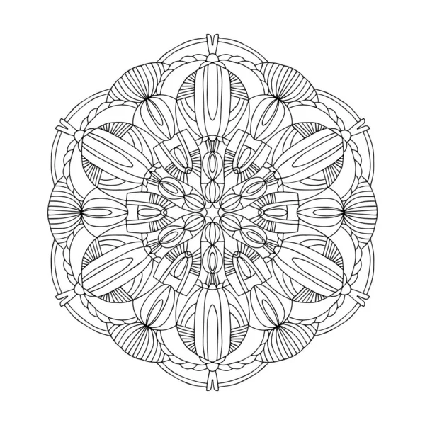 Ensemble Mandalas Vectoriels Noirs Conception Mandatée Pour Coloration Conception Graphique — Image vectorielle